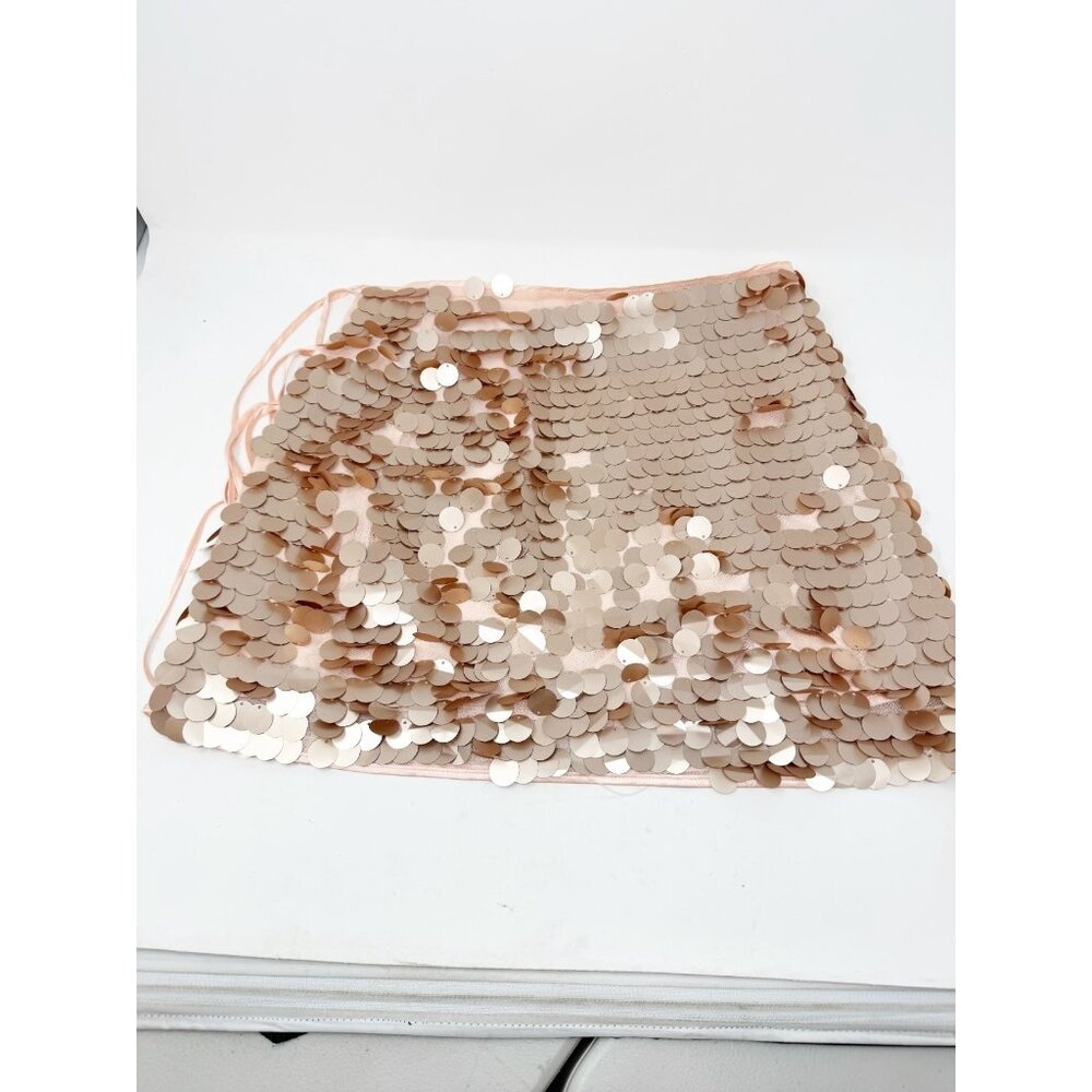 Flat White Anthropologie Pink‎ Quartz Sequin Mini Skirt Slit Side Tie Small - Picture 9 of 10